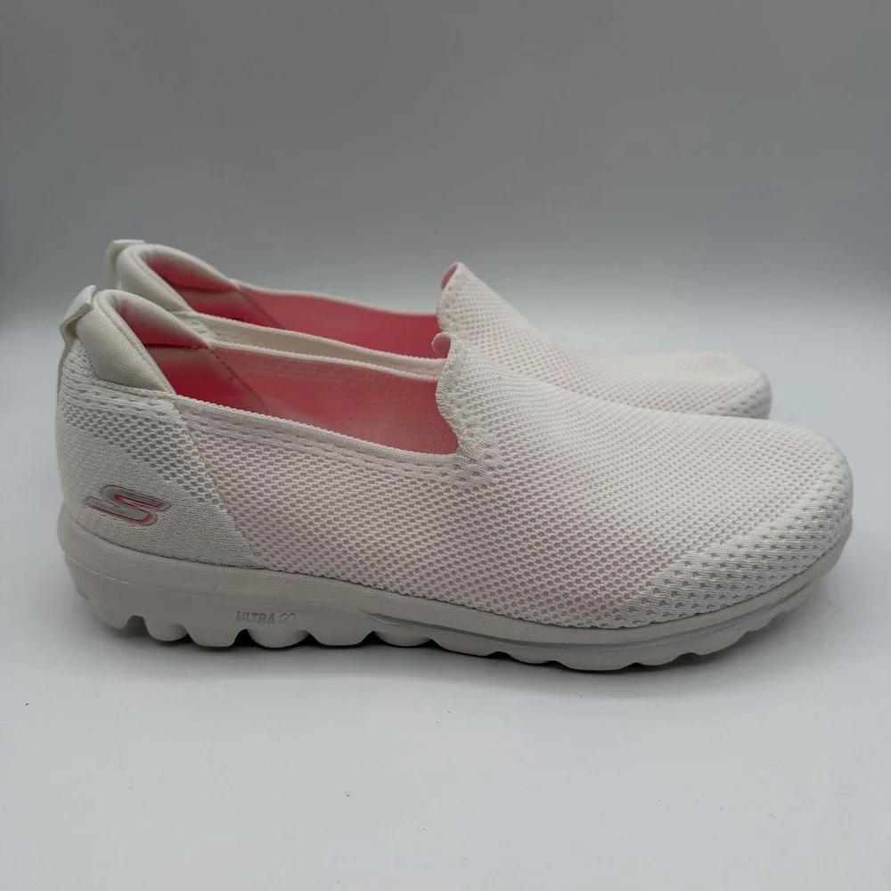 Skechers Go Walk Massage Fit Seascape Shoes‎ Womens Sz 10 White Slip On Loafers